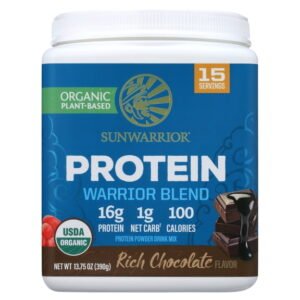 Sunwarrior Organic Chocolate Plant-Based Protein Powder, 13.75 oz